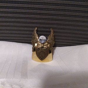 Angel Brooch Pin with Large Crystal Signed Jane 2 1/2" by 1 3/4"